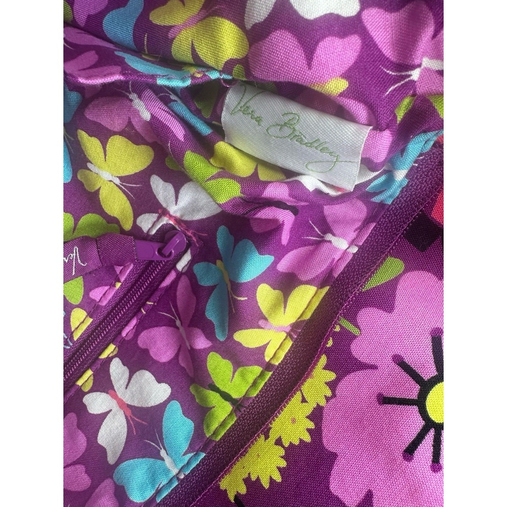 Vera Bradley Flutterby Purse Tote Shoulder Bag Zip Purple Flower Butterflies EUC - Picture 16 of 16